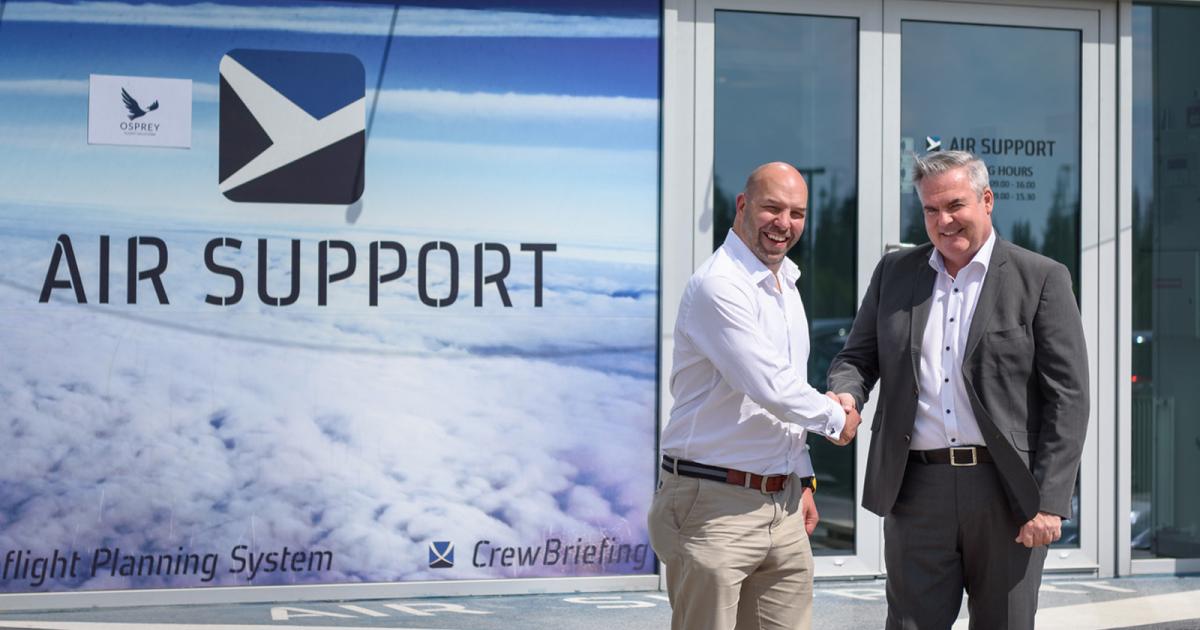 Left, Andrew Nicholson, CEO, Osprey Flight Solutions and Peter Gravesen, CCO of AIR SUPPORT.