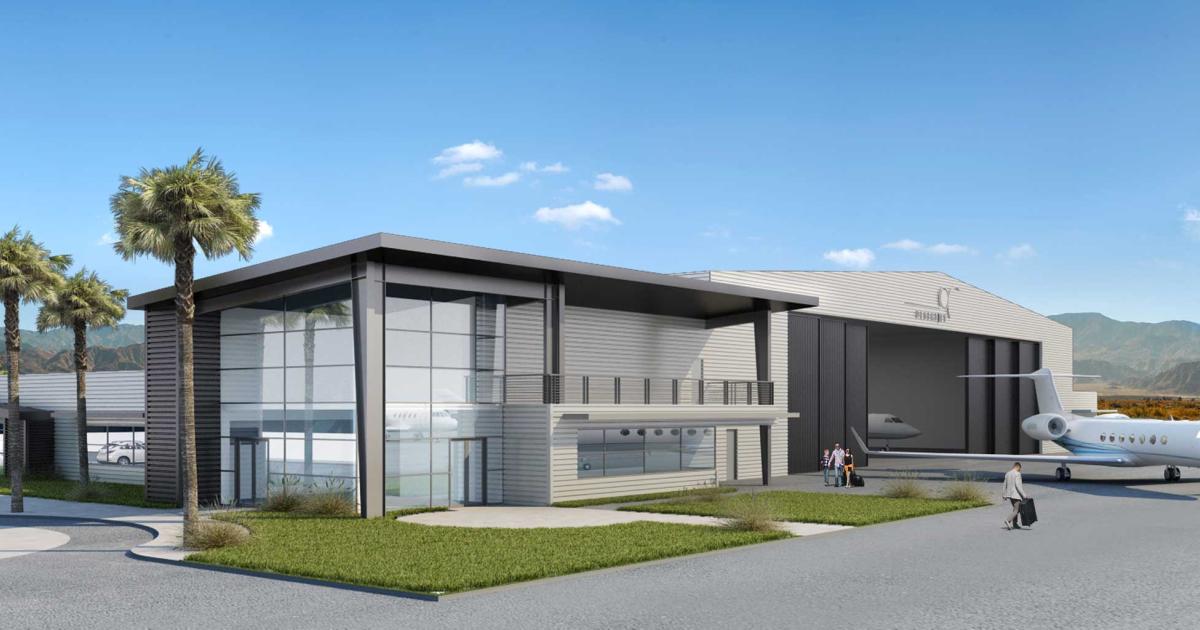 When completed in early 2019, the Desert Jet FBO at California's Jacqueline Cochran Regional Airport will include a 10,000 sq ft terminal and a 22,500 sq ft air conditioned hangar which will accommodate the latest big business jets.