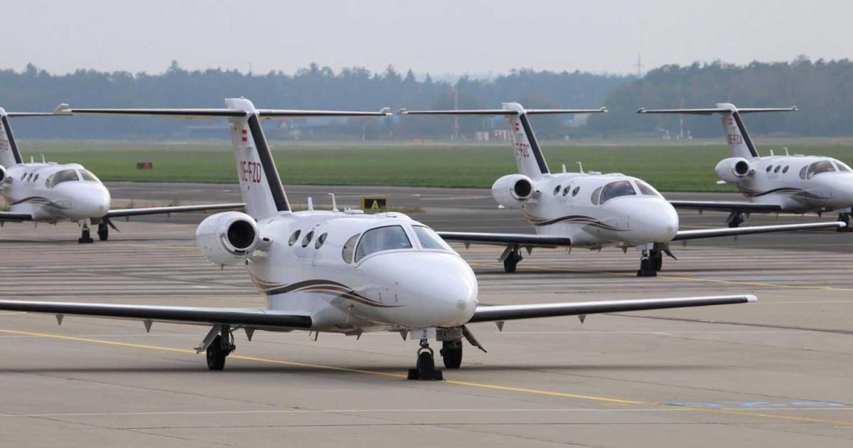 Air taxi operator GlobeAir's fleet of Cessna Mustangs has been busy of late. The Austrian company reported a 23 percent increase in demand for the first quarter of the year.
