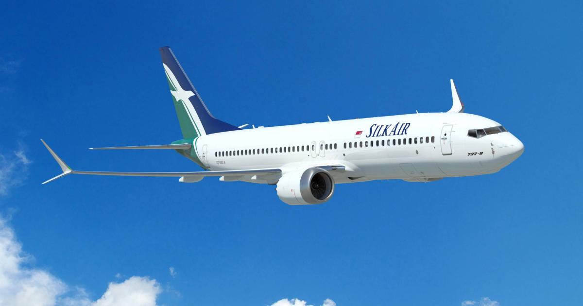 Now operating five Boeing 737 Max 8s, SilkAir awaits delivery of another 32 of the new narrowbodies as it transitions away from Airbus jets. (Image: Boeing)