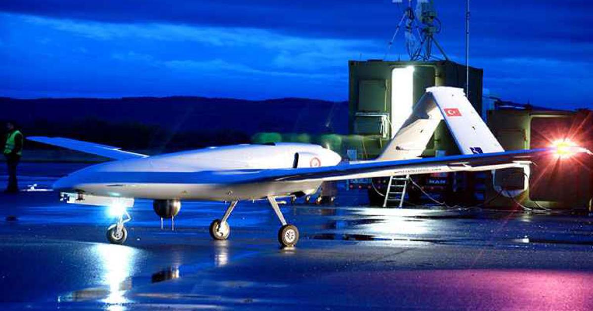 The Bayraktar TB2 UAV can drop weapons as well as perform ISR missions. (Photo: Ba