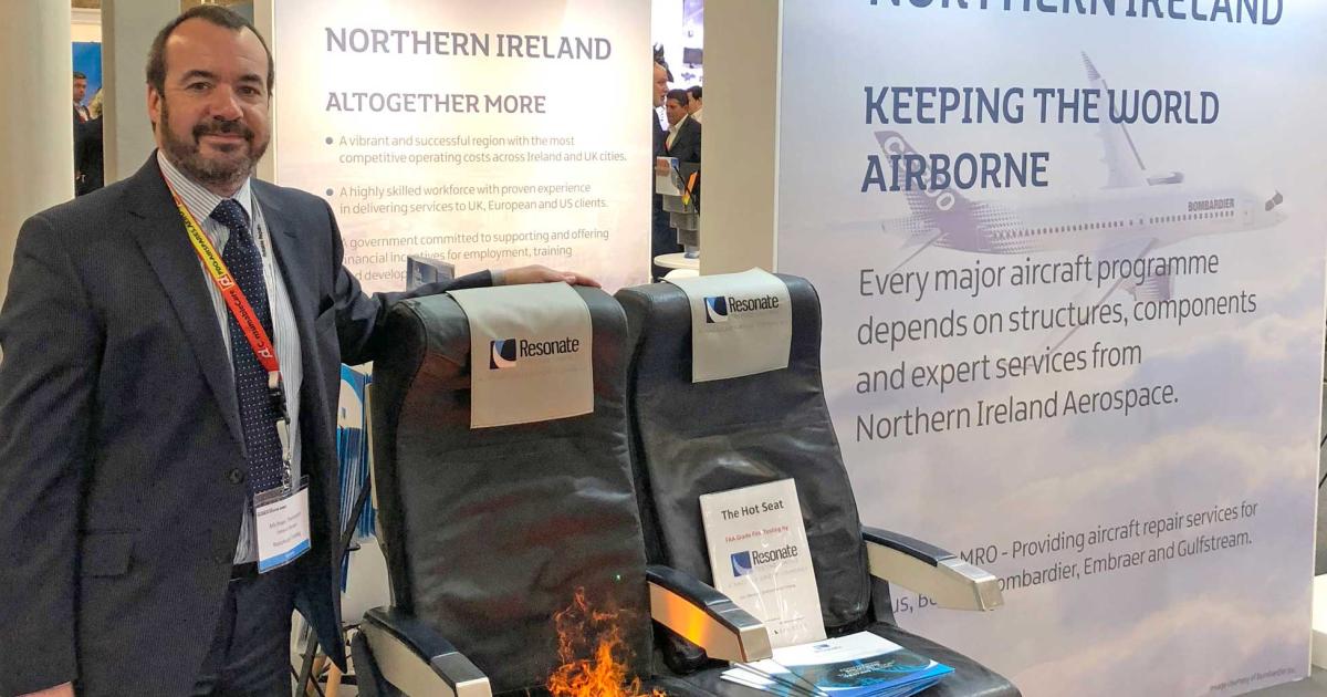 Burning Seat that NSC/Invest NI displayed at the Dublin Aviation Summit in May. Michael Thompson said, “We’ll be taking this to Farnborough along with a mock-up of one of our big burners for engine system testing.”