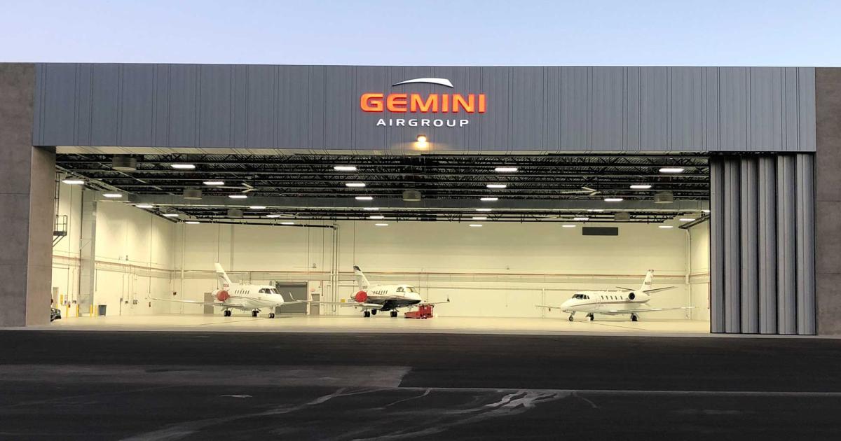 Gemini Air Group has added a new 60,000 sq ft hangar at Arizona's Scottsdale Airport, which can handle the latest big business jets.