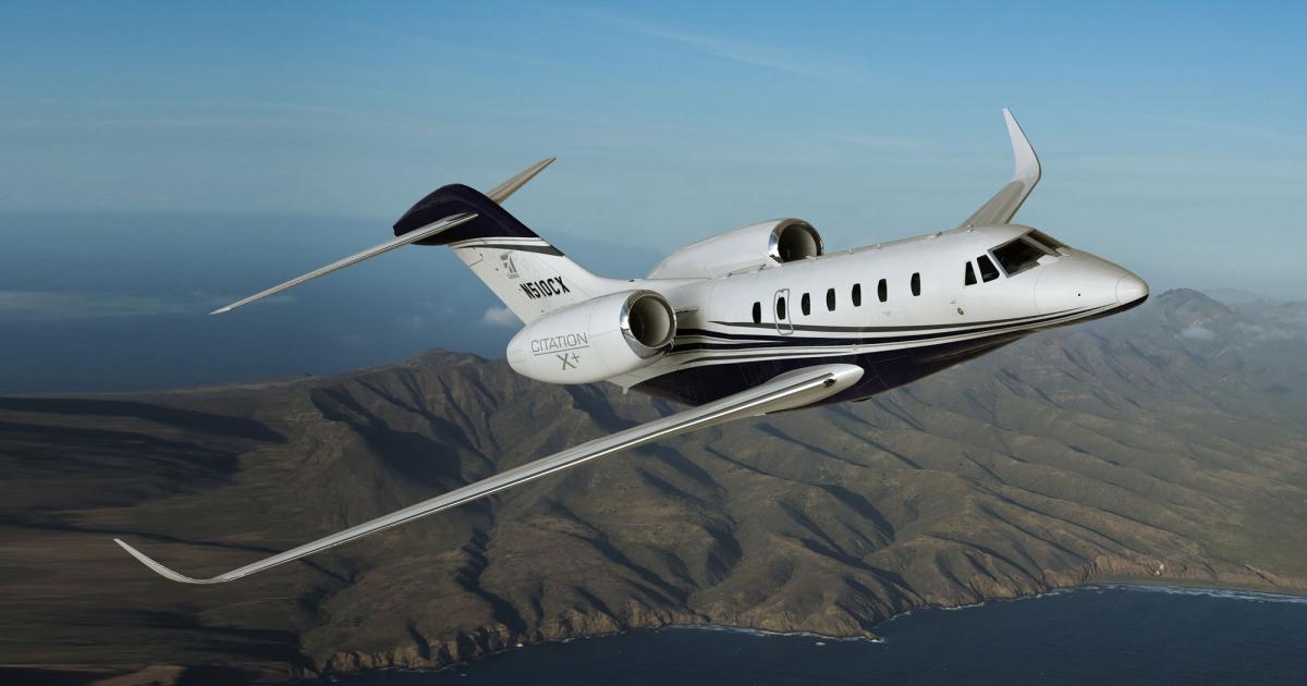 Production of the Cessna Citation X+ is coming to a close, Textron Aviation announced. The speedy twinjet and its predecessor Citation X have been in continuous production since 1995. (Photo: Textron Aviation)