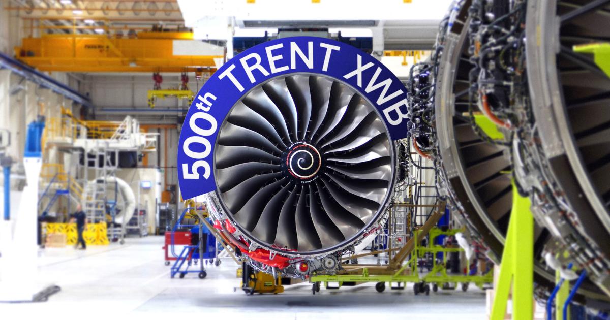 Rolls-Royce’s Derby, UK factory is finding its rhythm with XWB production, having recently completed the 500th example of the sixth member of the Trent family.  