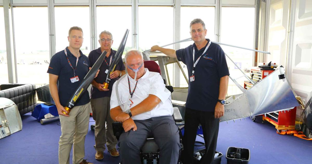 From left to right: Ian Mills, Alan Lovejoy, Mike Miller-Smith, and John Hirst displayed the Zenair Ch750 STOL Aerobility is working on.
