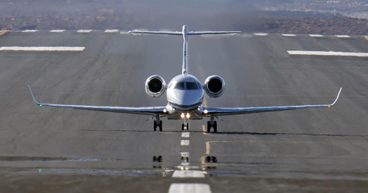 Business aircraft flying in Europe reached near-2008 peak levels last month, logging 89,289 departures. Demand was up sharply for super-midsize and larger business jets, including the Gulfstream G280. (Photo: Gulfstream)