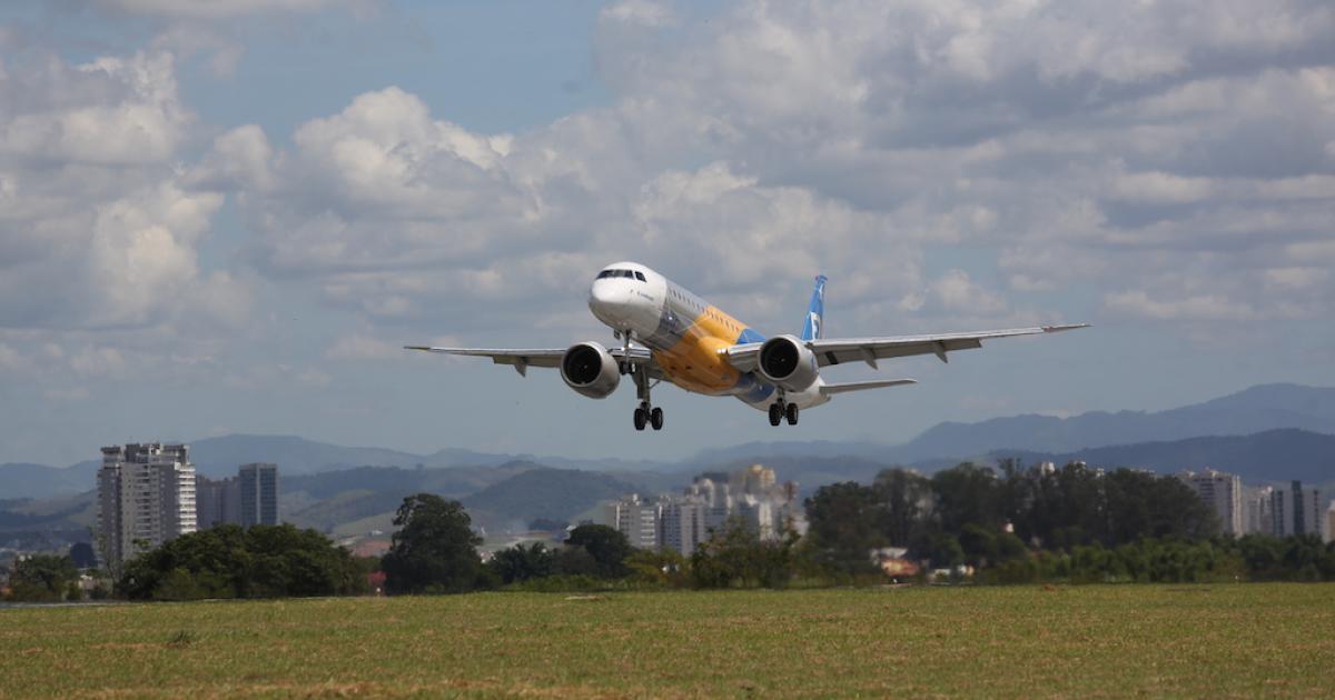 A proposed joint venture between Boeing and Embraer would see the U.S. manufacturer assume control of 80-percent of the Brazilian company's commercial aviation business, which includes the E195-E2 program. (Photo: Embraer)