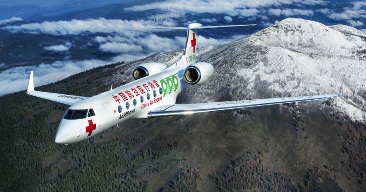 Beijing Red Cross Emergency Medical Center is putting into service a  Gulfstream G550 equipped for inflight medical services that will be used for disaster relief and air rescue missions.