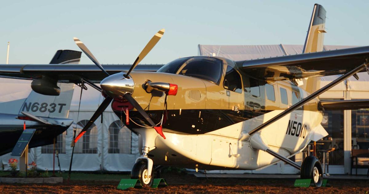 Quest Aircraft named South Africa's NAC as an authorized Kodiak dealer for southern and eastern Africa. The airframer's Series 100 upgrade entered service in May and builds on the success of the previous Kodiak, with several new features including the Garmin G1000NXi, angle-of-attack indicator, digital four-in-one standby unit, and Flight Stream 510 wireless Bluetooth gateway. (Photo: Matt Thurber)