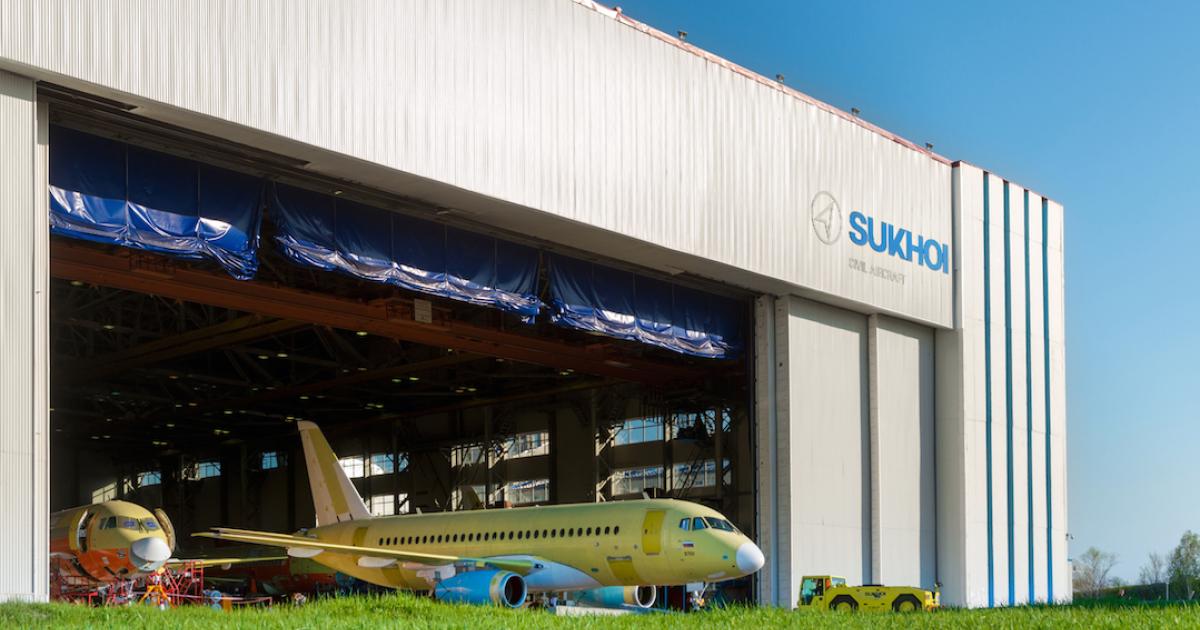 An SSJ100 rolls out of the Sukhoi Civil Aircraft factory in Komsomolsk upon Amur. (Photo: SCAC)
