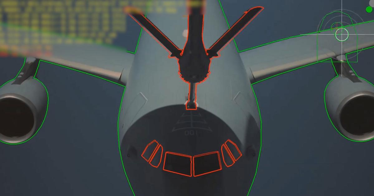 This is an emulation of the contact, as displayed by the  image processing software onboard the A330MRTT. (Airbus)