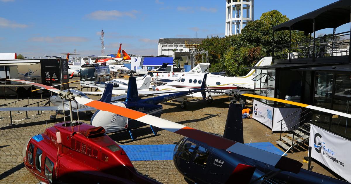 The Gualter/TAG area of the static display features a variety of rotary- and fixed-wing aircraft. (Photo: David McIntosh)