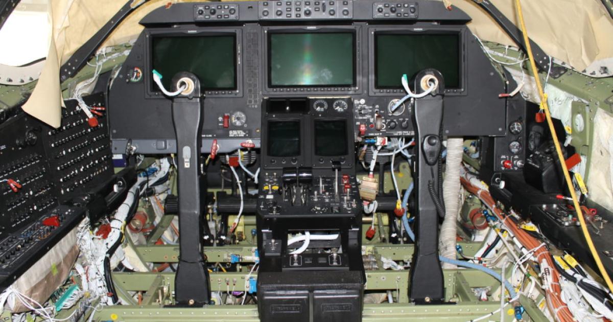An uptick in avionics retrofits, such as this Beechjet being upgraded by Wichita-based shop Bevan-Rabell, helped to drive aircraft electronics sales to more than $1.3 billion in the first half, according to AEA figures. (Photo: Bevan-Rabell Inc.)