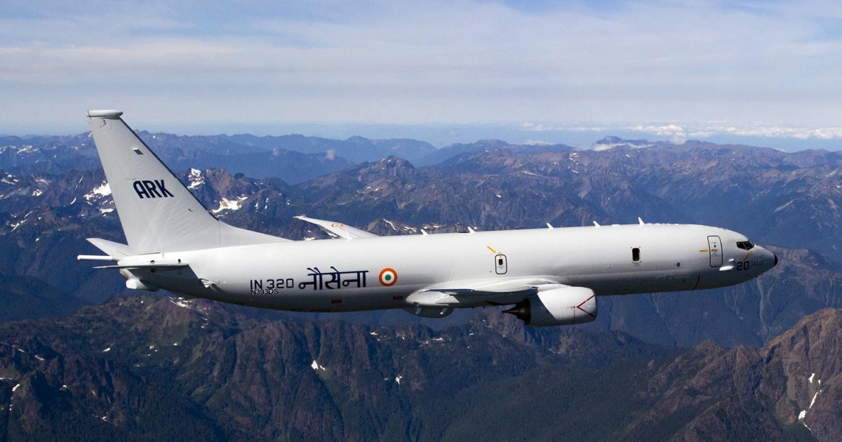 India's P-8I aircraft feature a magnetic anomaly detector in a tail boom. They replaced Tu-142s with Indian Naval Air Squadron 312. (photo: Boeing)
