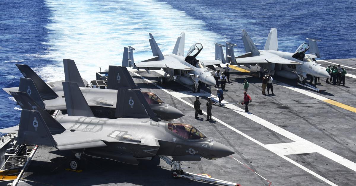 F-35Cs undertake routine carrier operations aboard USS Abraham Lincoln alongside F/A-18E and F/A-18F Super Hornets. (photo: U.S. Navy)
