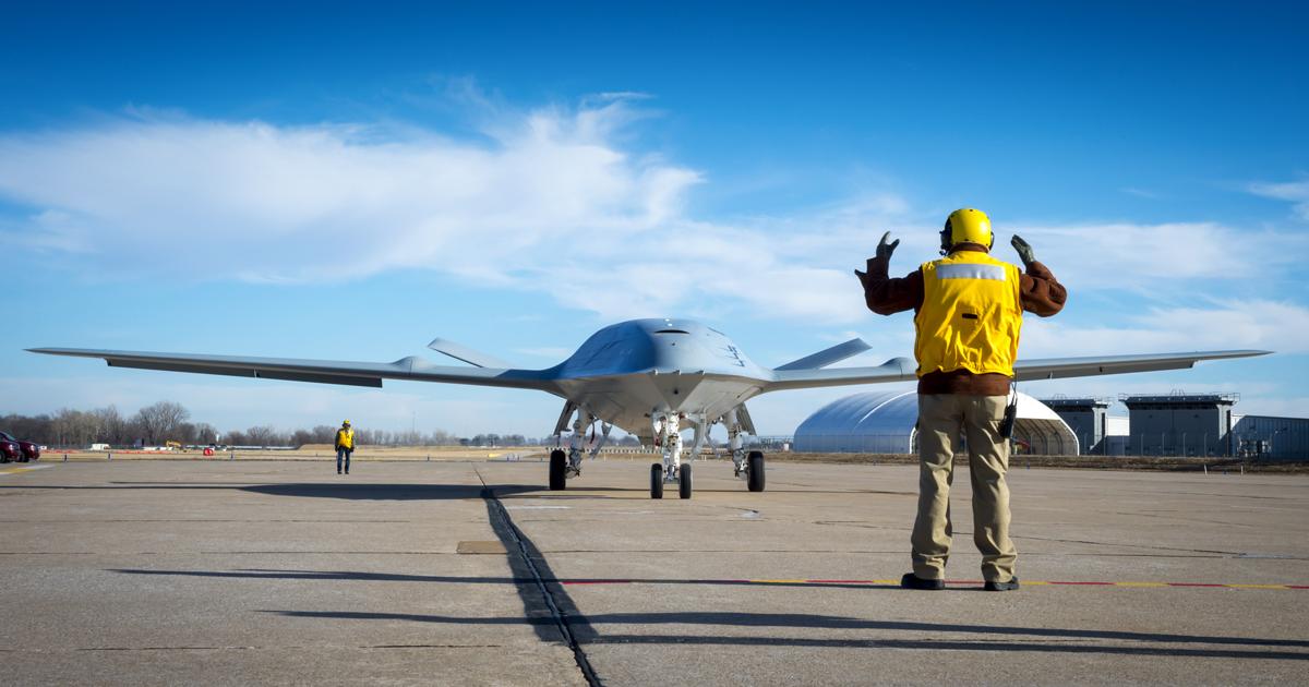 Boeing's MQ-25 Stingray prototype is approaching first flight. The design has an unusual flush intake located on the aircraft's spine. (Photo: Boeing)