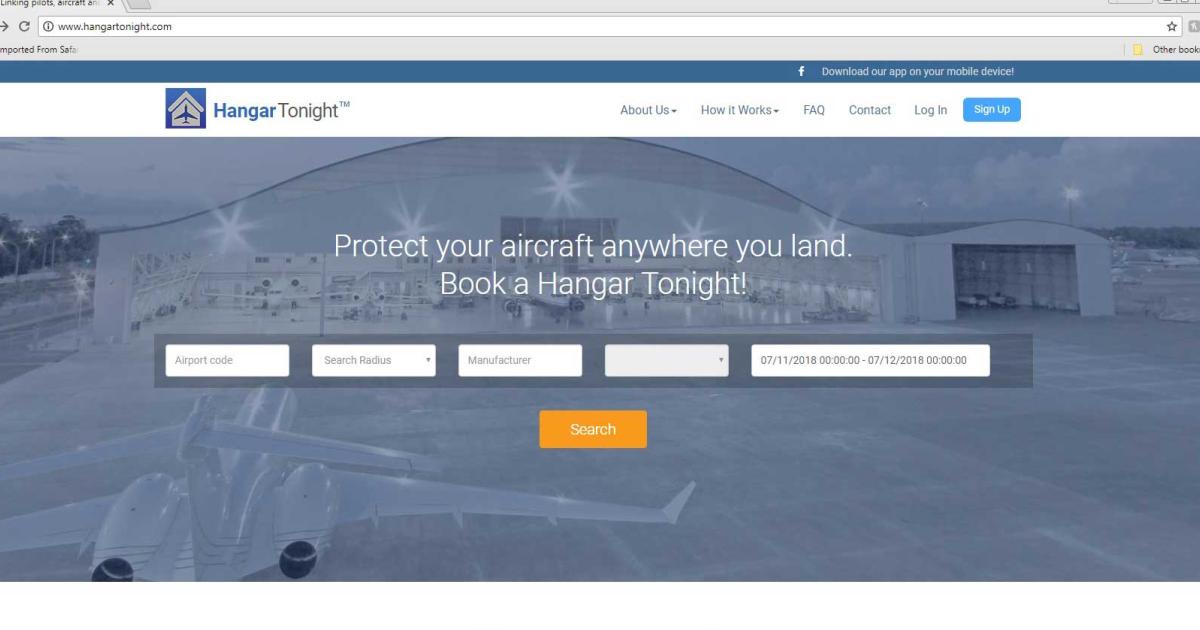 Through HangarTonight's website, aircraft owners and pilots can search for available hangar space at their destination. With one year of existence under its belt, its developer admits it is still a work in progress in terms of filling in the coverage map.