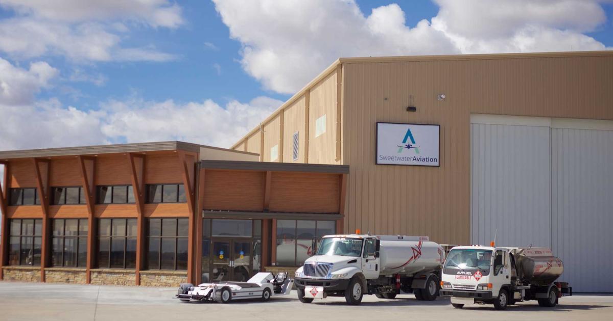 Sweetwater Aviation, the airport-owned and operated FBO at Southwest Wyoming Regional Airport received a new, nearly $6 milllion facility. It receives most of its power from a solar array, provided by a renewable energy grant from Rocky Mountain Power's Blue Sky customers.