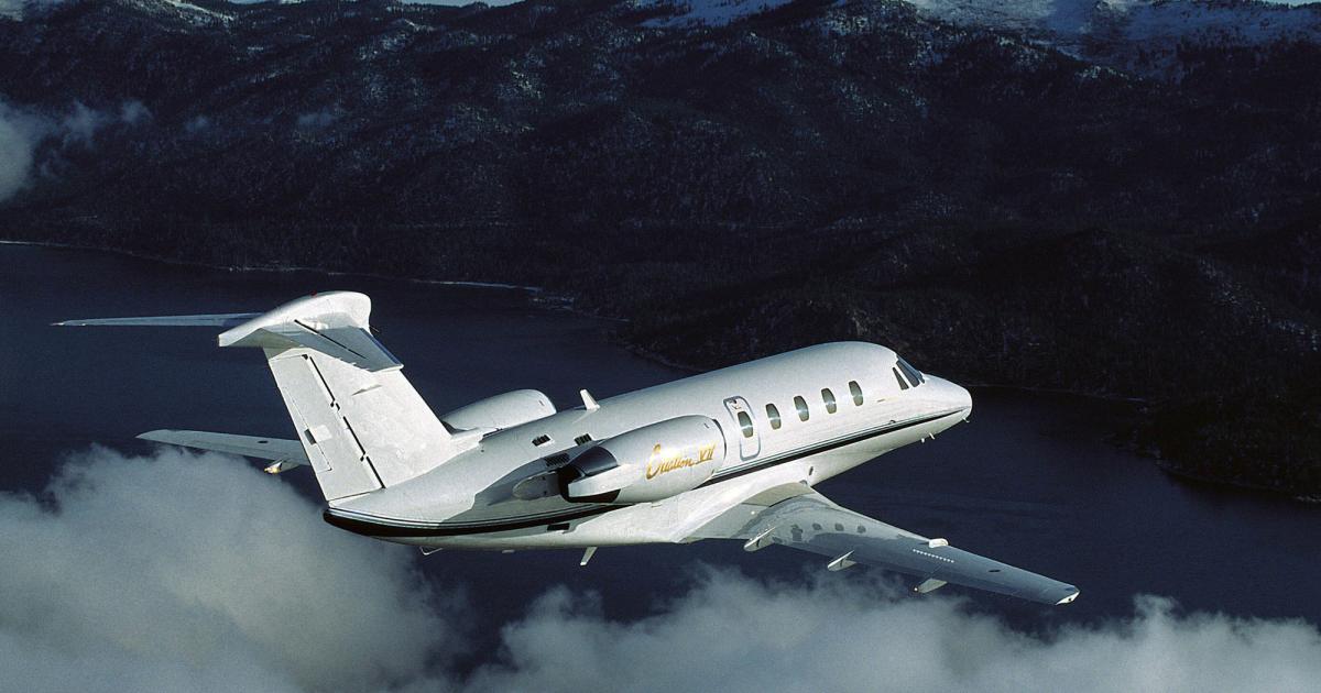 A "one-two punch" consisting of ADS-B Out compliance and TFE731 engine Airworthiness Directive costs could lead to a mass retirement of older business jets, such as the Cessna Citation VII, in 2020, according to Engine Assurance Program. (Photo: Textron Aviation)