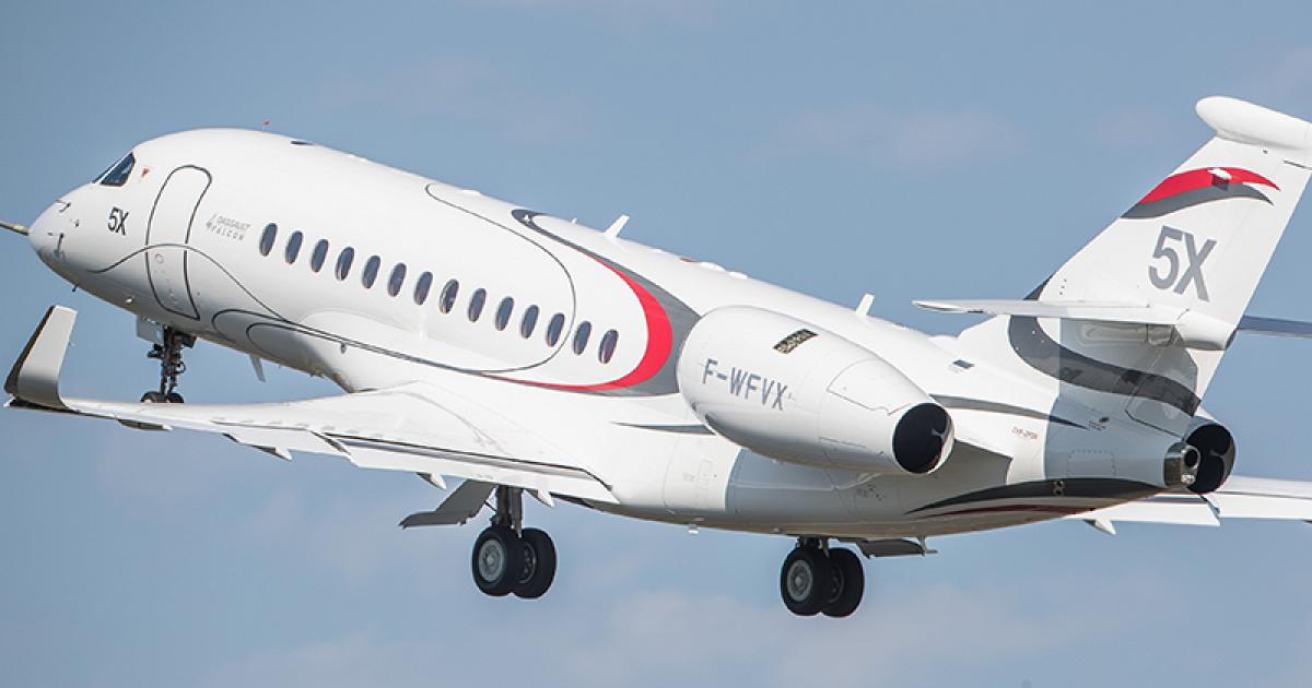 Safran will pay Dassault Aviation $280 million to settle a dispute over problems with the former's Silvercrest engine. After numerous problems with the turbofan that caused years of delays, Dassault canceled the Falcon 5X program in December and scrapped its contract with Safran. In February, Dassault launched a new super-midsize business jet, the 6X, powered by a pair of Pratt & Whitney Canada PW812D engines. (Photo: Safran)