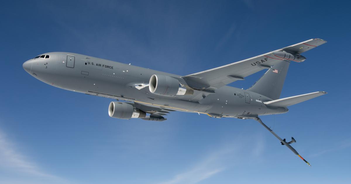 In 2002, the U.S. Air Force selected a Boeing 'KC-767' tanker to begin the replacement of the elderly KC-135. After 16 years of controversy, the 767-based KC-46A Pegasus is on the final approach to its first hand-over. (photo: Boeing)
