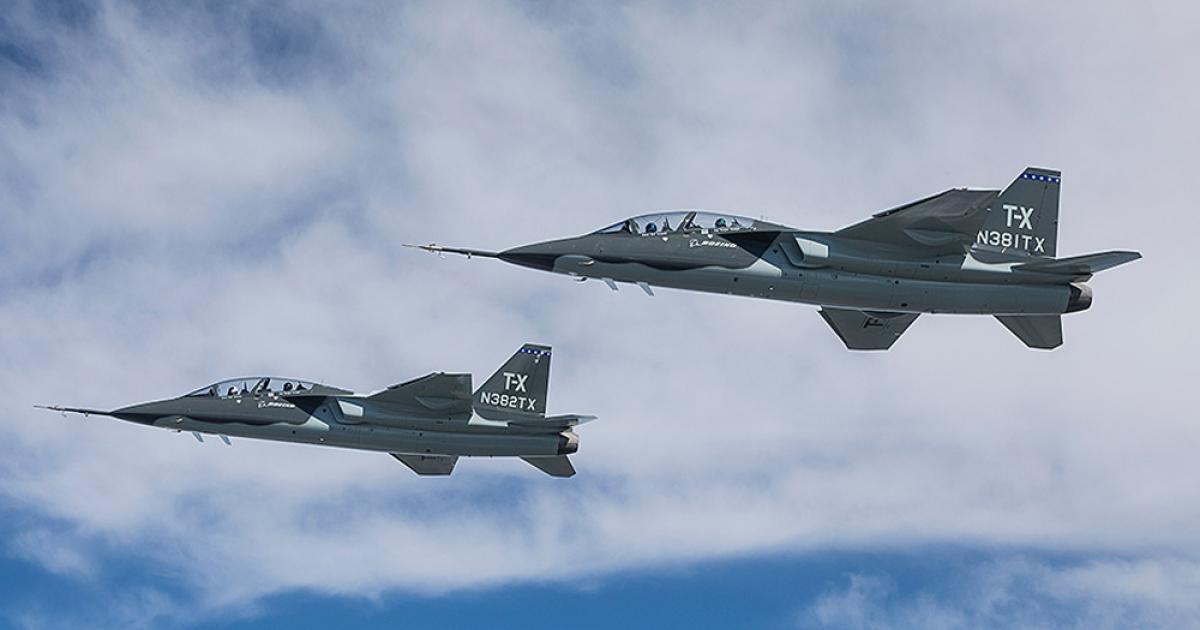 Boeing developed its T-X design wtih Saab, and two demonstrators have been built by the companies. (photo: Boeing)