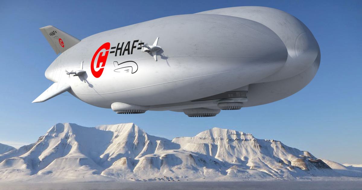 An artist's rendering depicts the Lockheed Martin LMH-1. (Credit: Hybrid Air Freighters)