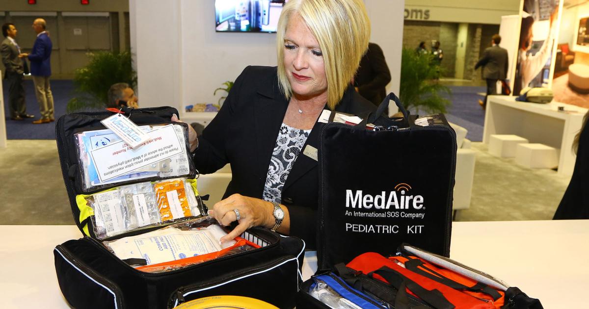 MedAire’s emergency kits feature a wide array of supplies to help meet in-flight emergencies. Photo: David McIntosh