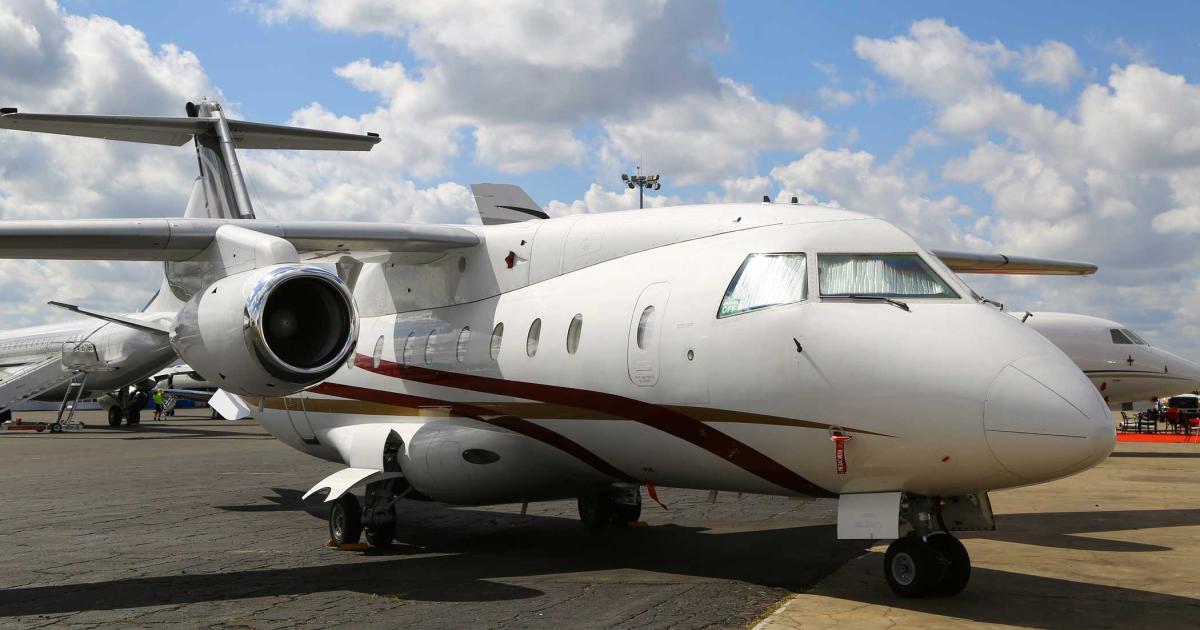 Duncan Aviation is showcased at NBAA 2018 a one-of-a-kind VIP Dornier 328-310 Envoy.