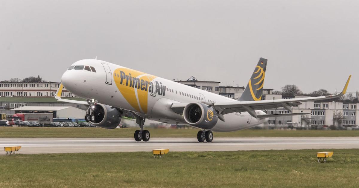 Primera Air took delivery of its first Airbus A321neo in mid-April. (Photo: Airbus)
