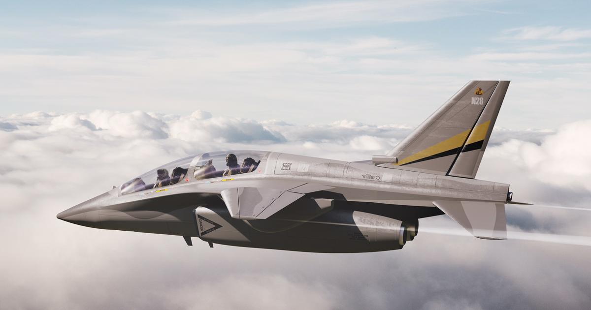 The A-model of the Aeralis trainer concept has swept wings and tailplanes, and two engines, for the high performance necessary for advanced and fighter lead-in training. (Image: Aeralis)