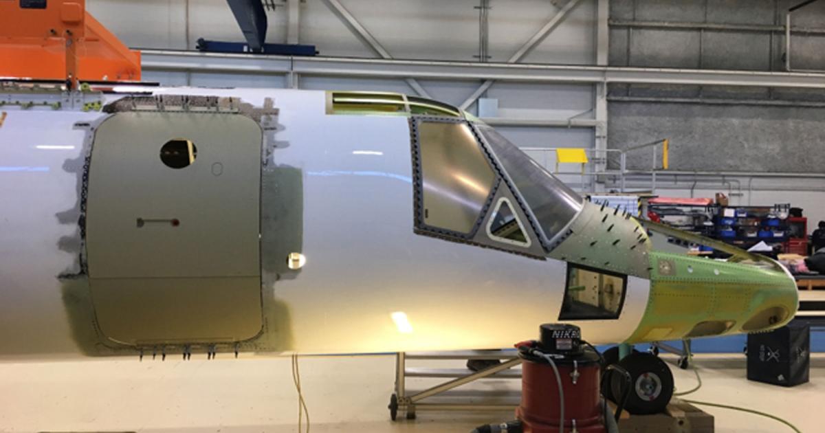 Leonardo Helicopters has installed a new production main cabin door designed with an embedded rescue hoist for search-and-rescue operations on the third flight-test AW609 tiltrotor. Certification of the VTOL airplane is expected next year. (Photo: Leonardo Helicopters)
