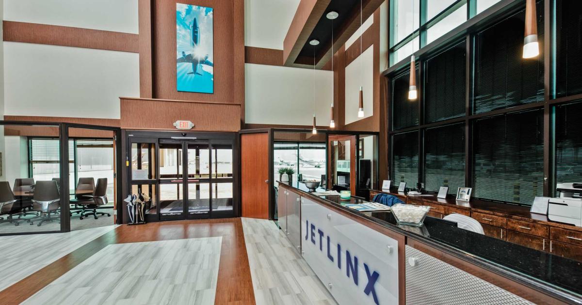 The interior of the new Jet Linx facility at Houston's William P. Hobby Airport. It replaces the private charter provider's previous location on the opposite side the field, which was leveled by a violent downdraft in April. The 58,000 sq ft hangar is being leased from Million Air.