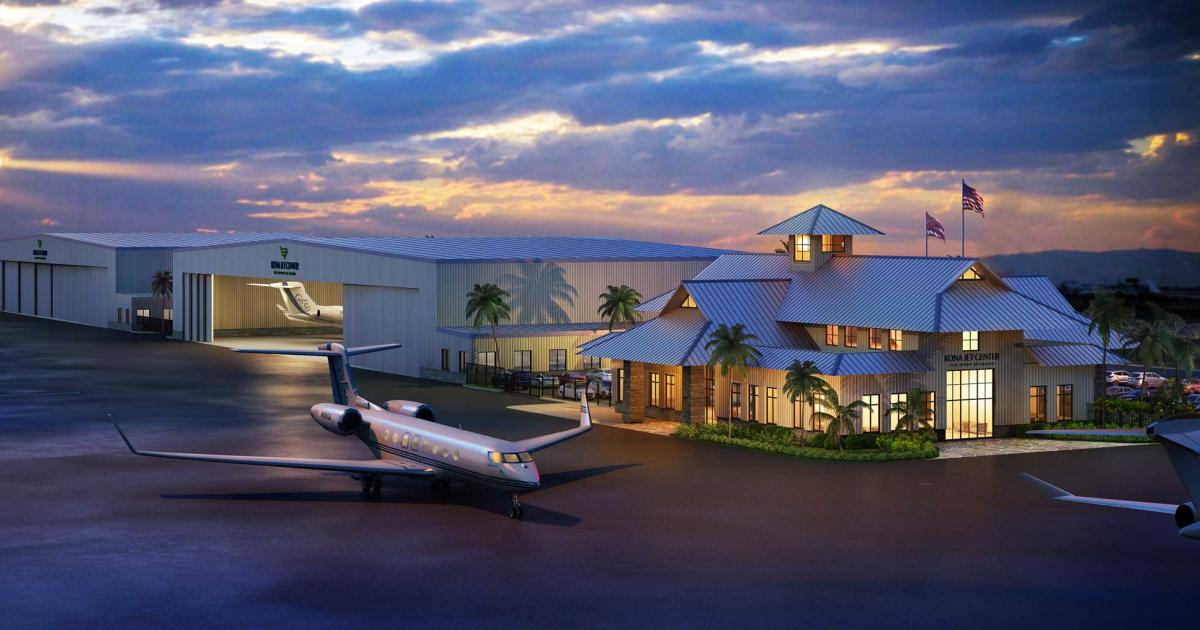 The Kona Jet Center, when completed by the end of 2019, will be the third FBO at Ellison Onizuka Kona International Airport at Keahole, joining Signature Flight Support and Air Service Hawaii.