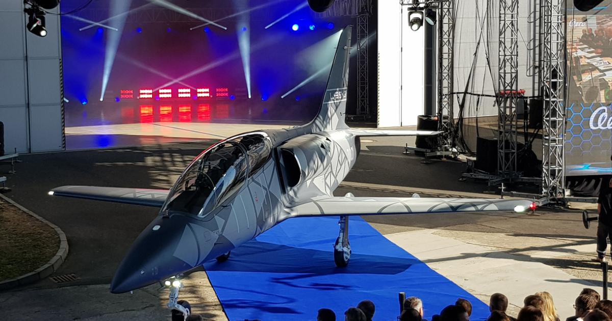 The first of two L-39NGs that will perform flight trials of the new aircraft was rolled at Aero Vodochody's factory near the town of Odolena Voda on October 12. (photo: Beth Stevenson)