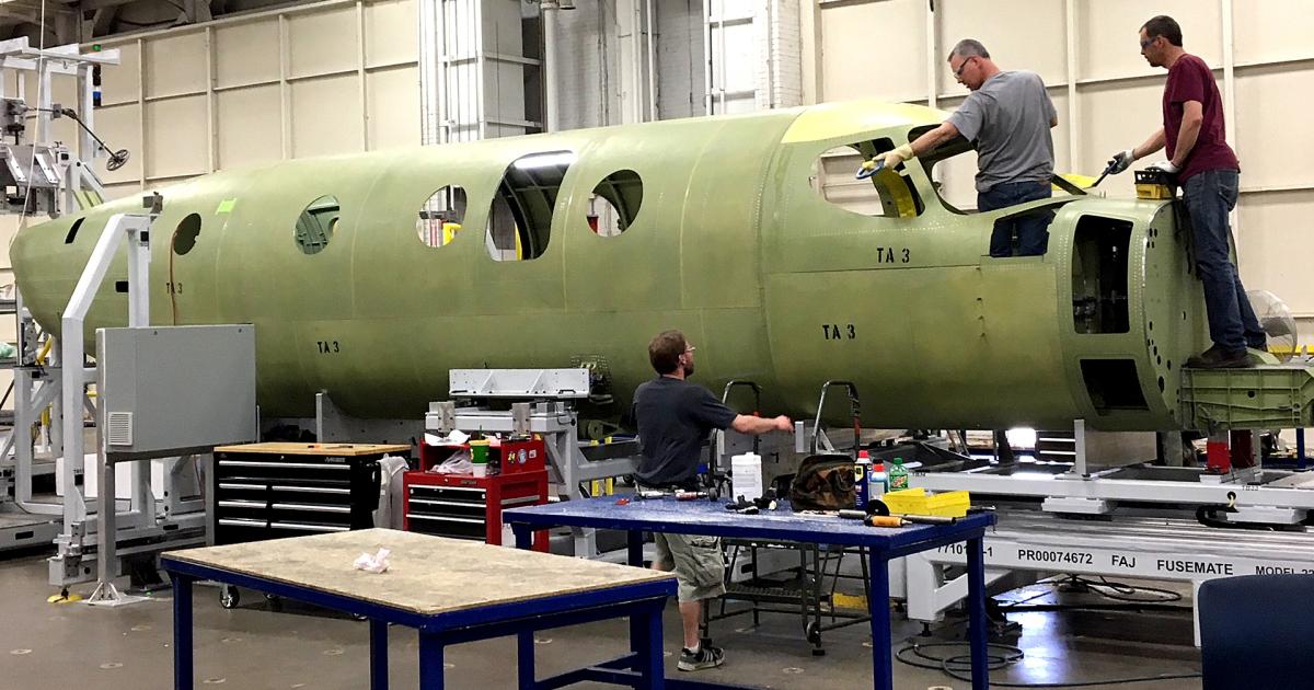 Modern manufacturing techniques ensure a precise fit between airframe sections, such as the nose and cabin of the Textron Aviation Denali turboprop single now under development.