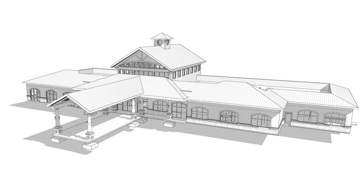 An artist rendering shows the design for Ocala International Airport's new general aviation terminal. The facility at the Part 139 gateway is slated for completion by the end of next year.