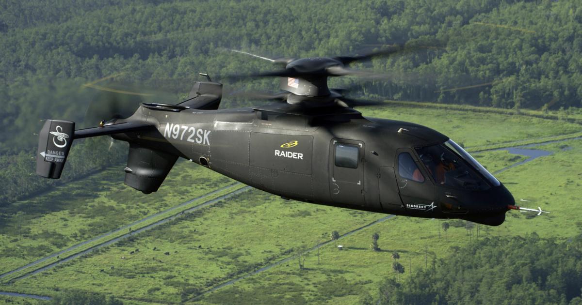 The second S-97 Raider prototype flies over the Florida countryside from Sikorsky's Development Flight Center. (photo: Lockheed Martin)