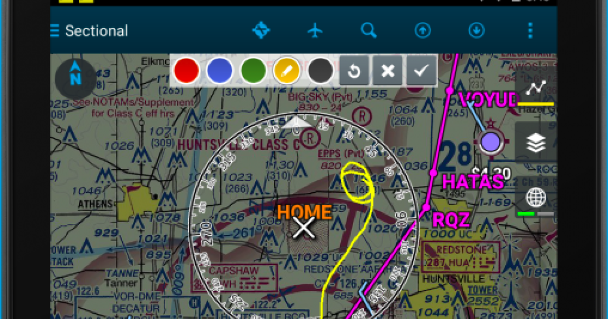 Pilots can draw on charts using DroidEFB's Android electronic flight bag app.