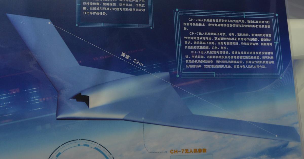 As depicted in company literature, the CASC CH-7 is a large, stealthy UCAV design. (photo: Vladimir Karnozov)