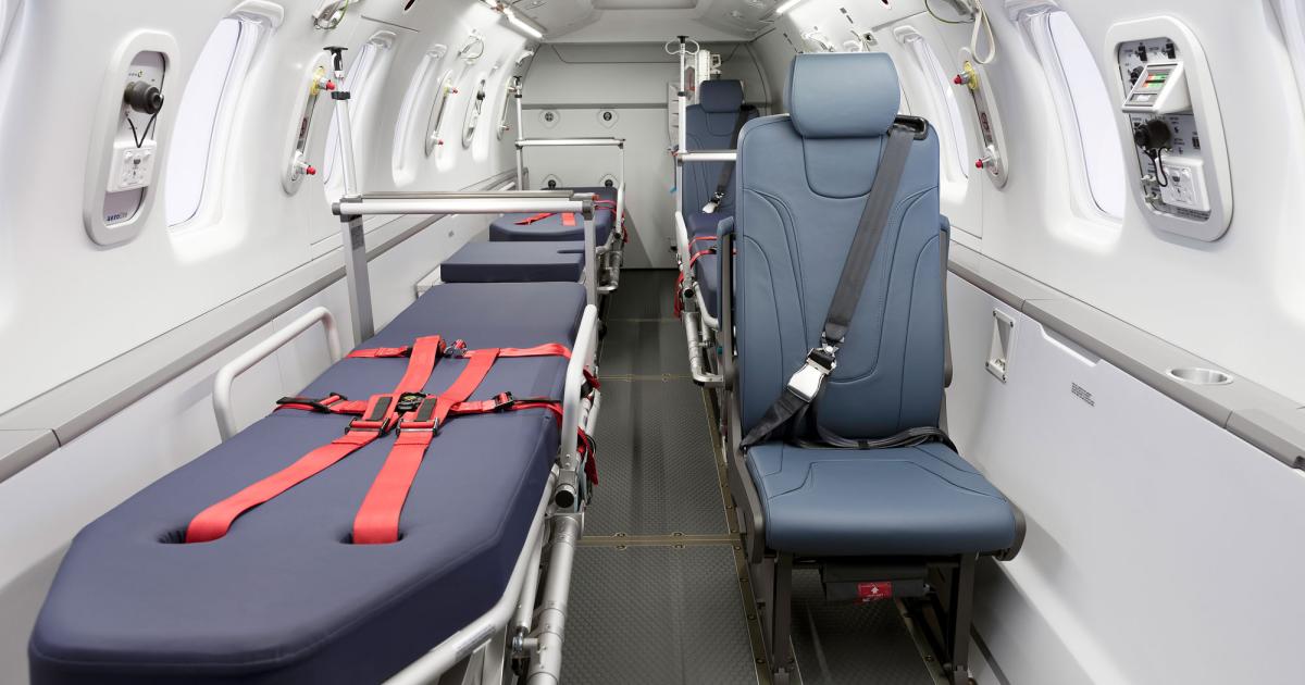 The first Pilatus PC-24 with an aeromedical interior was delivered to the Royal Flying Doctor Service of Australia on November 26. It includes beds for three patients and additional seats for medical personnel, as well as oxygen, vacuum, and power systems to ensure multi-parameter patient monitoring and support. (Photo: Pilatus Aircraft)