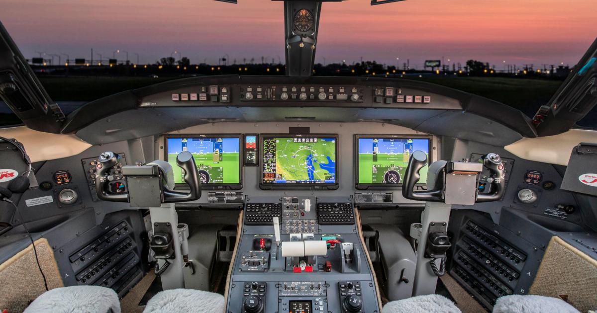 With STC approval for the Collins Pro Line Fusion avionics system in hand, the Nextant 604XT has become the first business jet to be certified with touchscreen panel displays. (Photo: Nextant Aerospace)