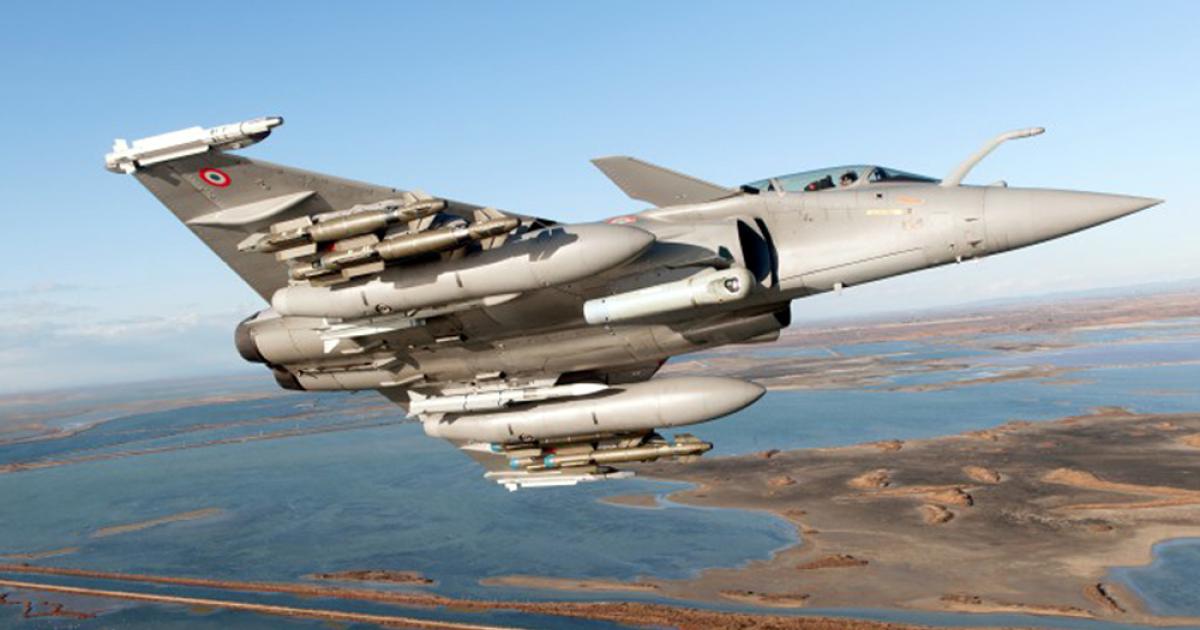 Representing the F3-R standard Rafale, this aircraft carries a Talios pod and is armed with AASM guided bombs and Meteor long-range air-to-air missiles, with MICA IR weapons on the wingtips. (Photo: Dassault)