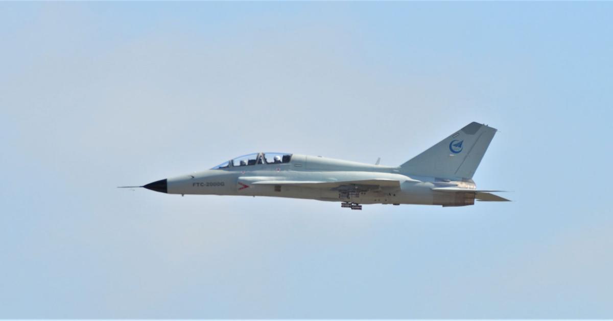 The FTC-2000G flew during the first day of Airshow China, remaining on static display thereafter. (Photo: Vladimir Karnozov)
