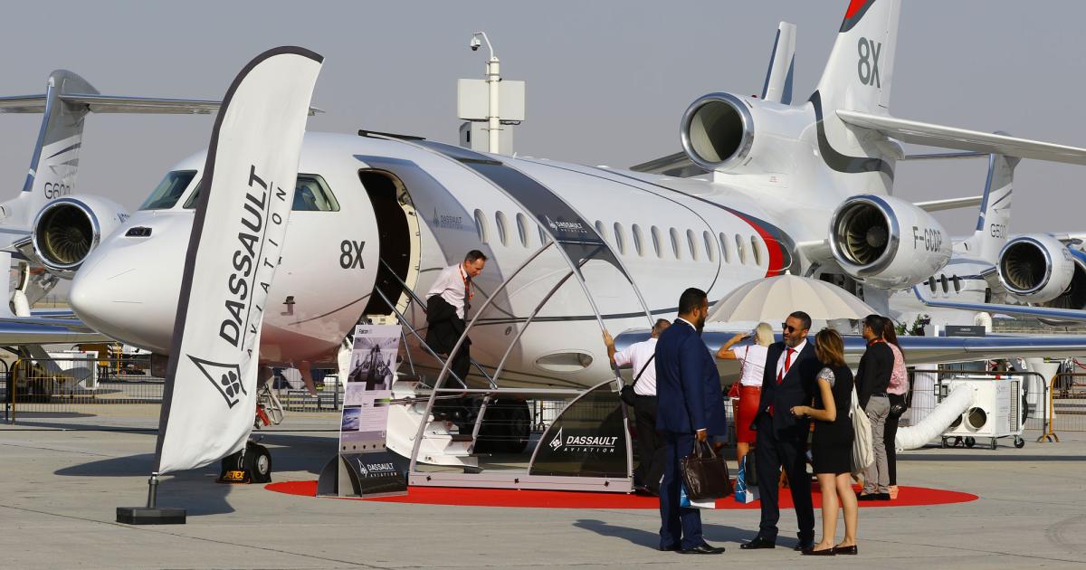 With DNA from Dassault’s Rafale and Mirage fighter jets, the Falcon 8X brings European style and elegance to the MEBAA static display.