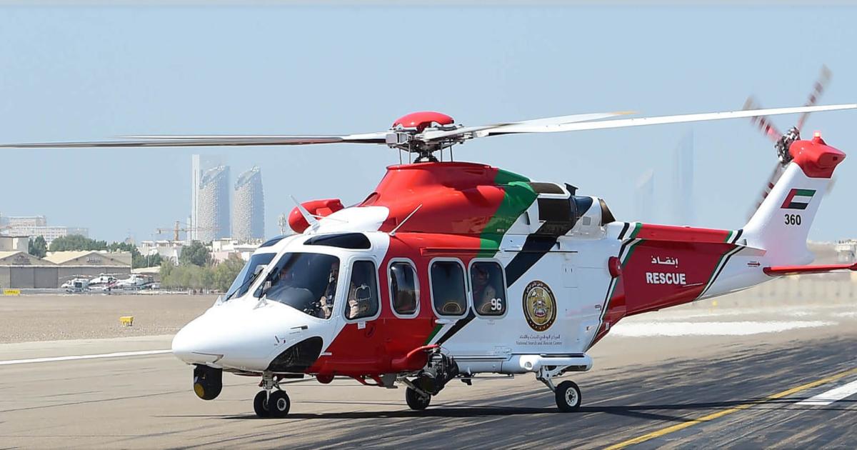 A SAR-configured Leonardo AW139 operated by the UAE’s National Search and Rescue Center crashed after clipping a zipline on Jebel Jais Mountain.