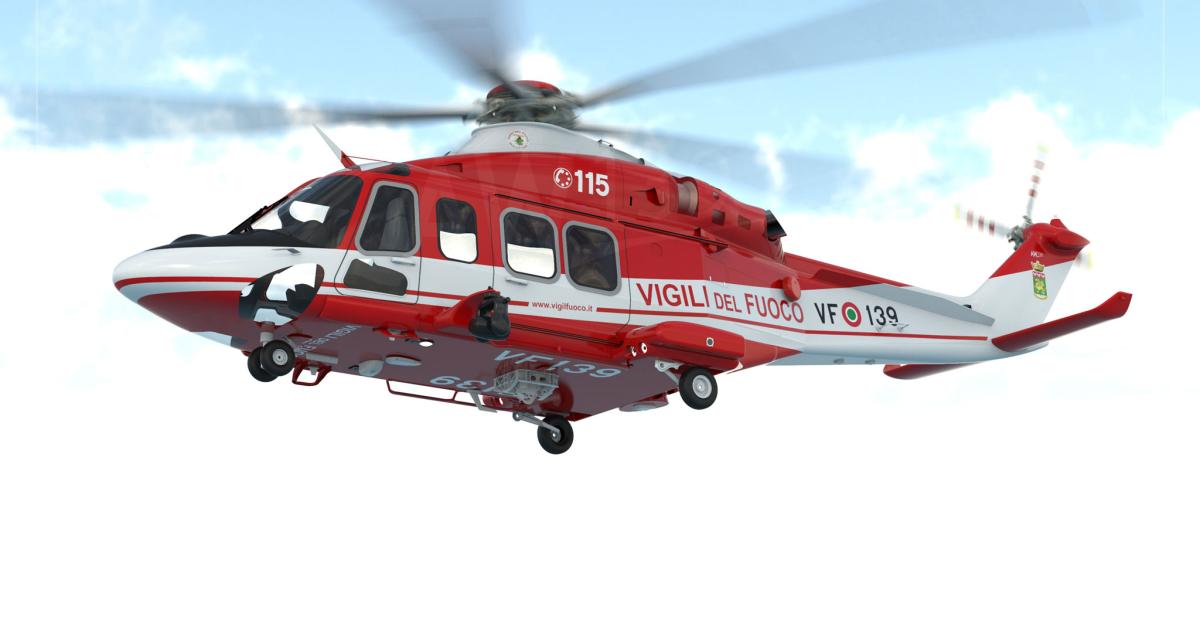 Italy's National Fire Corps will take delivery of three AW139s for firefighting missions by next year. The department also holds options for another dozen of the helicopter.