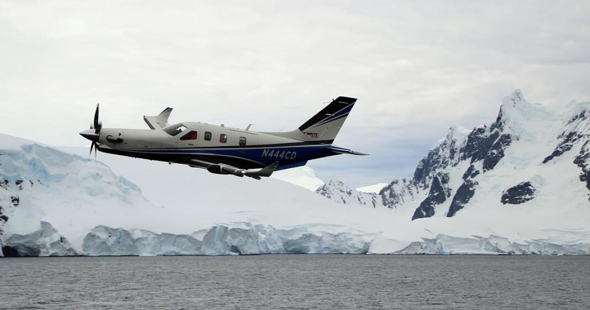 A TBM 930 joined a TBM 850 in January in a voyage over the magnetic South Pole. (Photo: Daher).