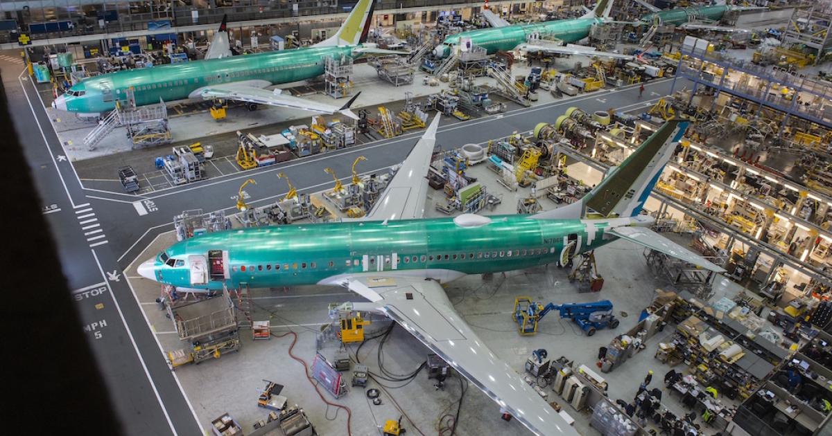 Boeing's 737 plant in Renton, Washington, delivered a record 69 airplanes in December. (Photo: Boeing)